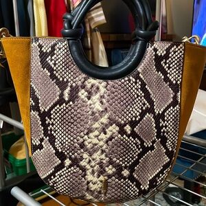 Thacker snake print suede handbag